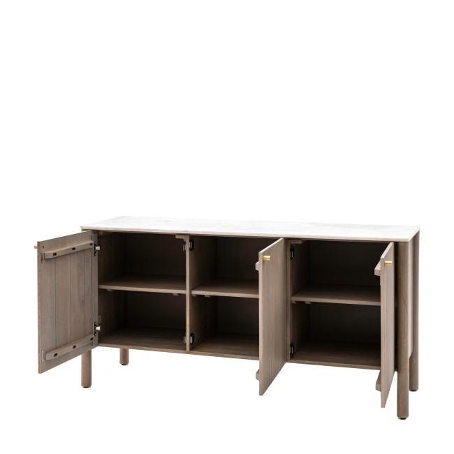 Mango Wood Fluted Sideboard with Marble Top - Marmon - Caspian Hosue 