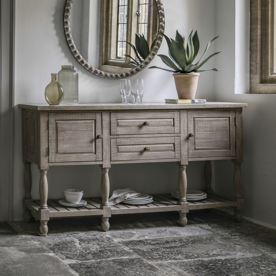 Large Pine Sideboard with Marble Top - Vancouver - Caspian House