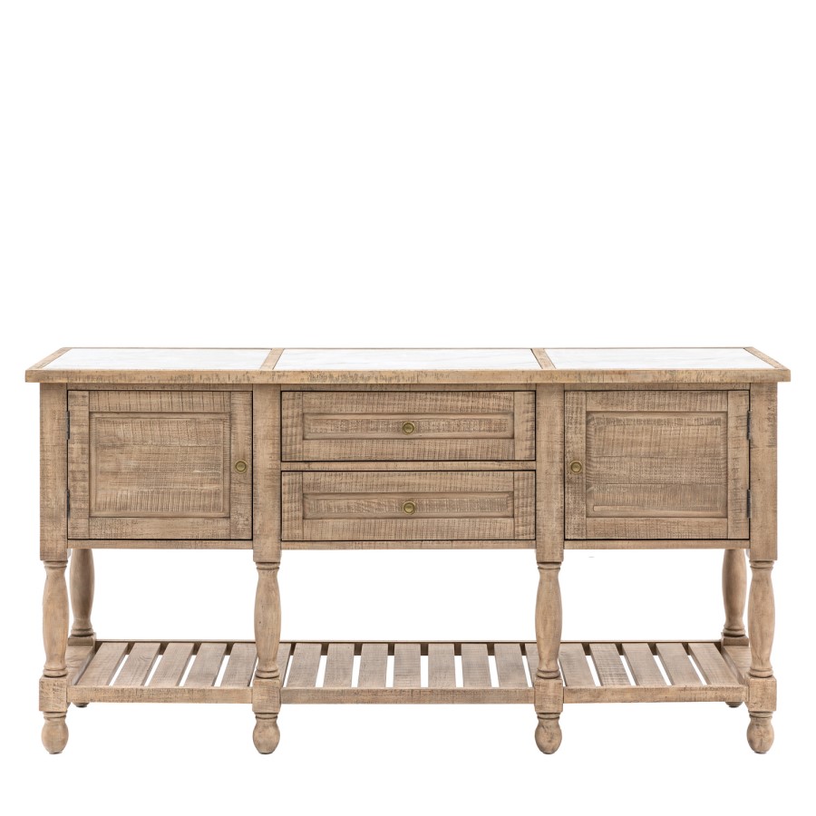 Large Pine Sideboard with Marble Top - Vancouver - Caspian House