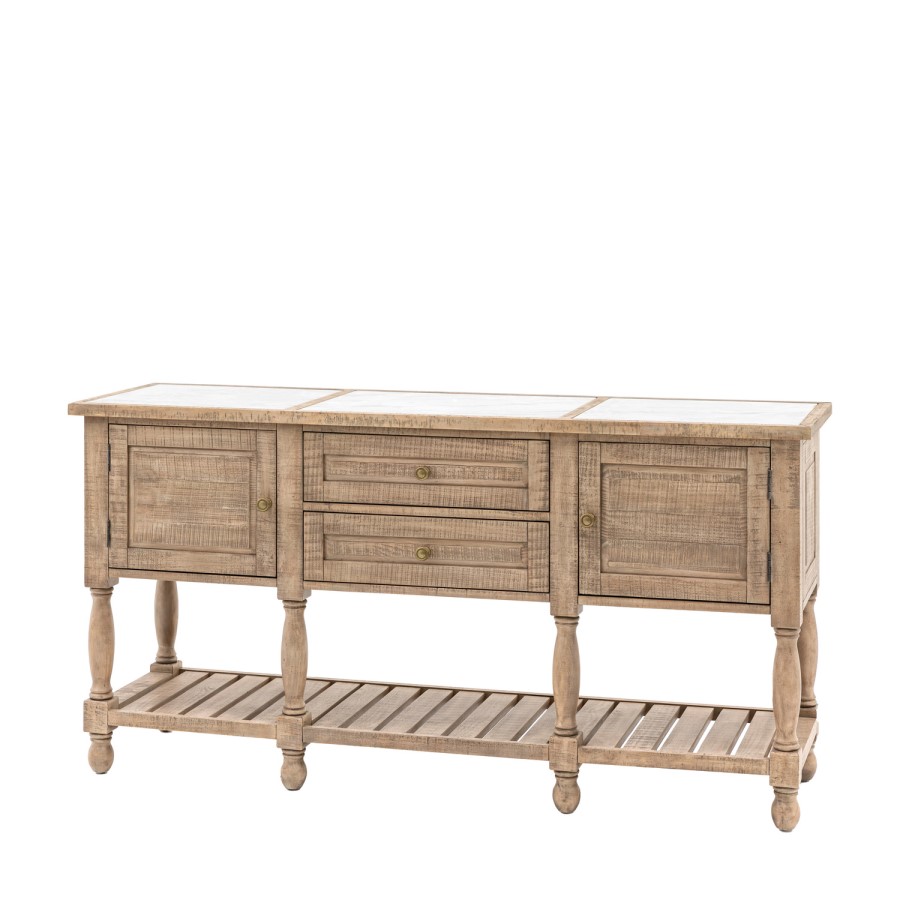 Large Pine Sideboard with Marble Top - Vancouver - Caspian House