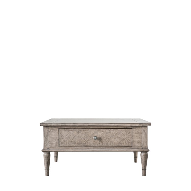 Wooden Farmhouse Coffee Table with 2 Drawers Maverick- Caspian House 