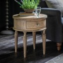 FOL105785 Large Round Farmhouse Side Table with Storage - Maverick - Caspian House