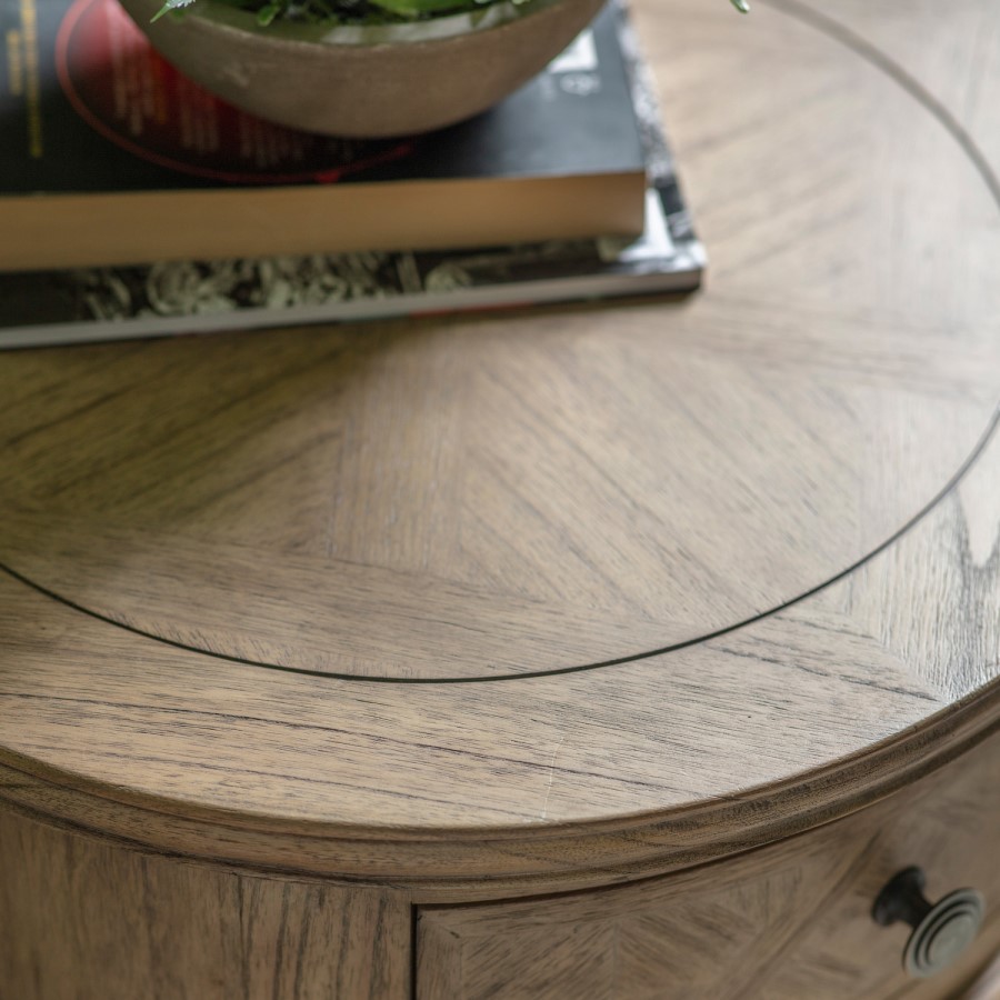 Wooden Farmhouse Round Side Table Maverick - Caspian House