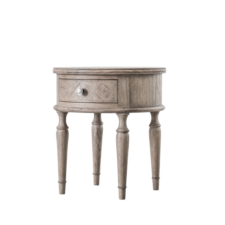 Wooden Farmhouse Round Side Table Maverick - Caspian House