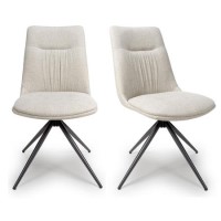 Set of 2 Ivory Swivel Dining Chairs- Abigail 