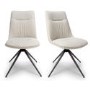 Set of 2 Ivory Swivel Dining Chairs- Abigail 