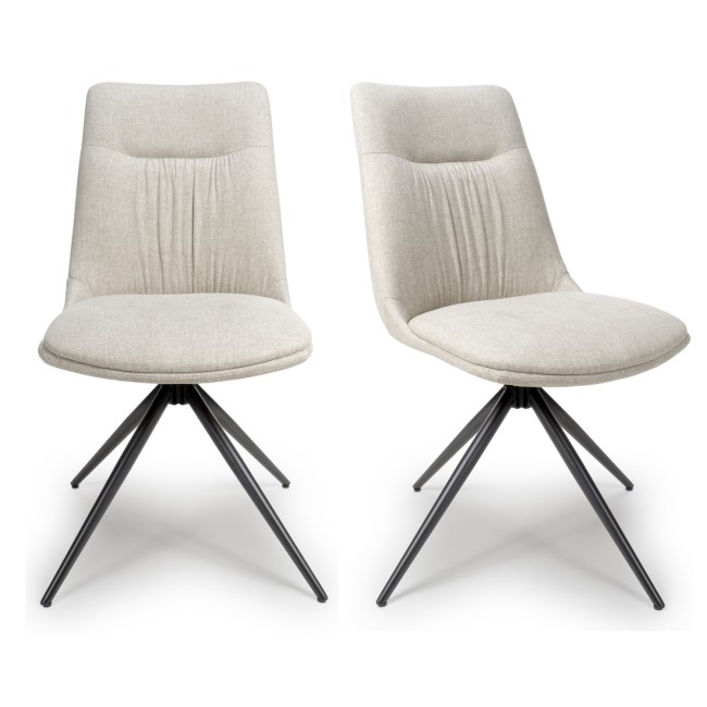 Set of 2 Ivory Swivel Dining Chairs- Abigail 