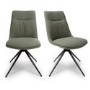 Set of 2 Green Swivel Dining Chairs- Abigail 