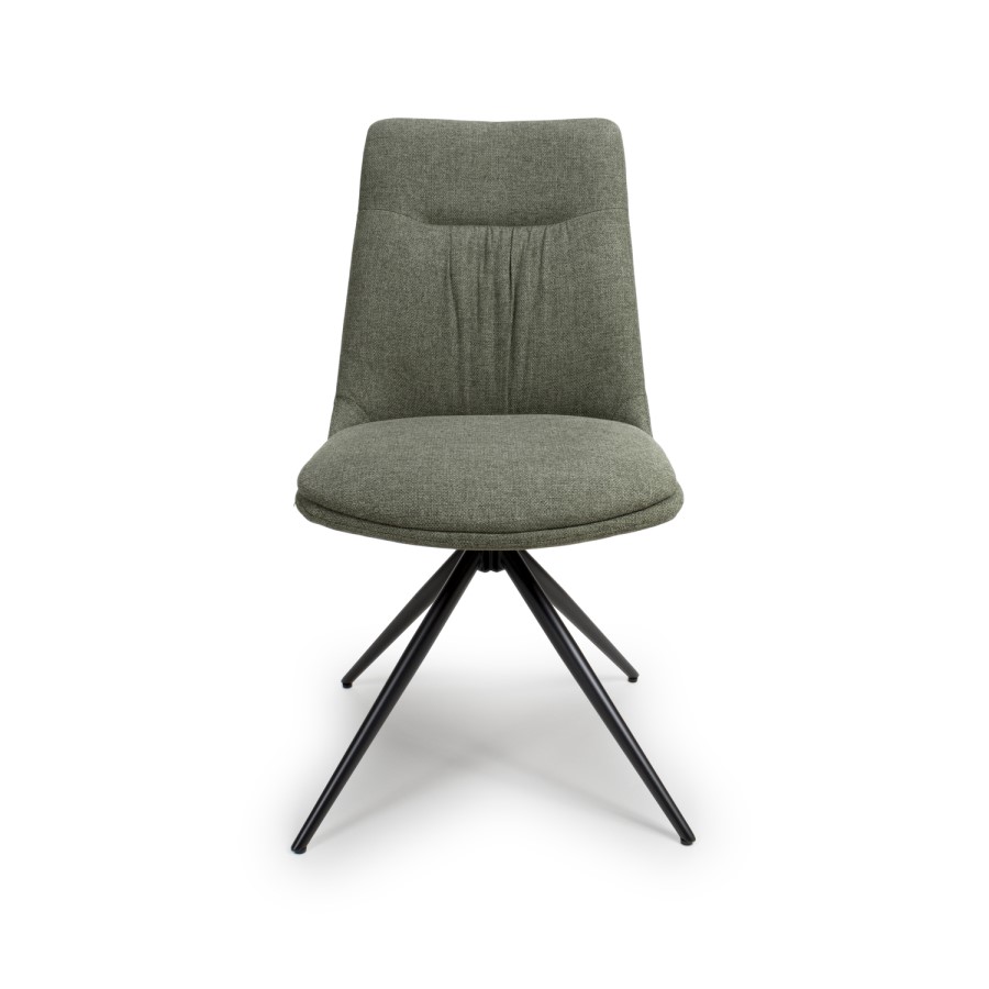 Set of 2 Green Swivel Dining Chairs- Abigail 
