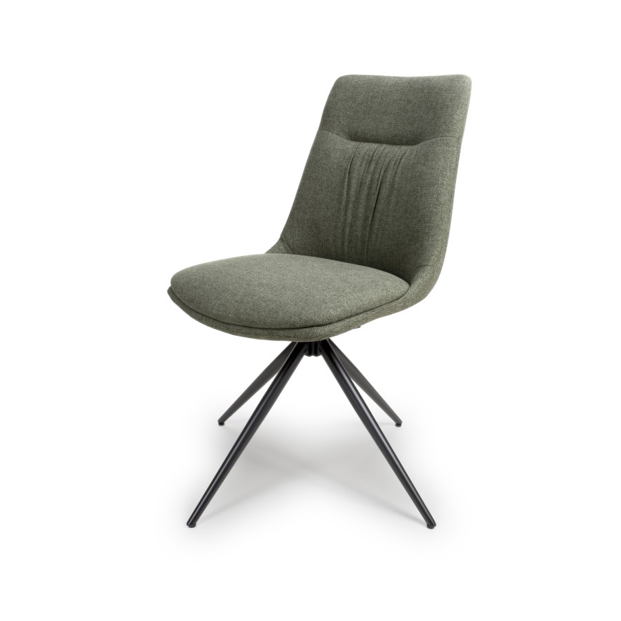 Set of 2 Green Swivel Dining Chairs- Abigail 