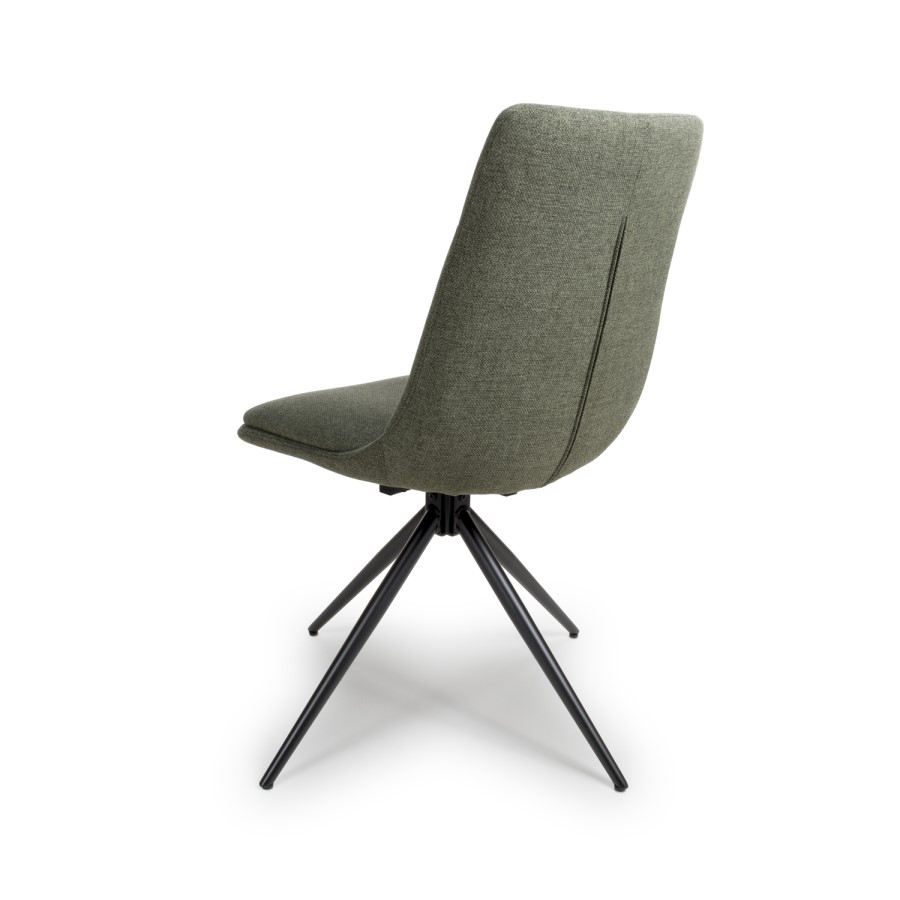 Set of 2 Green Swivel Dining Chairs- Abigail 