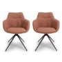 Set of 2 Coral Swivel Tub Dining Chairs- Abigail