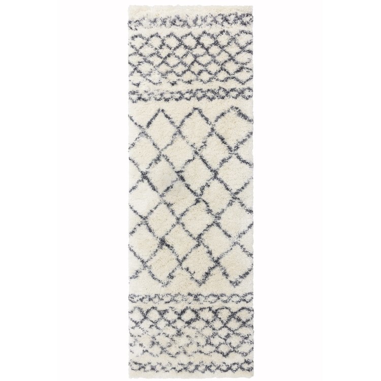 Moroccan Style Cream & Grey Runner Rug - 240 x 80 cm - Alto