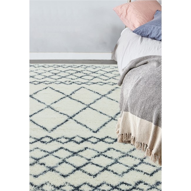 Moroccan Style Cream & Grey Runner Rug - 240 x 80 cm - Alto