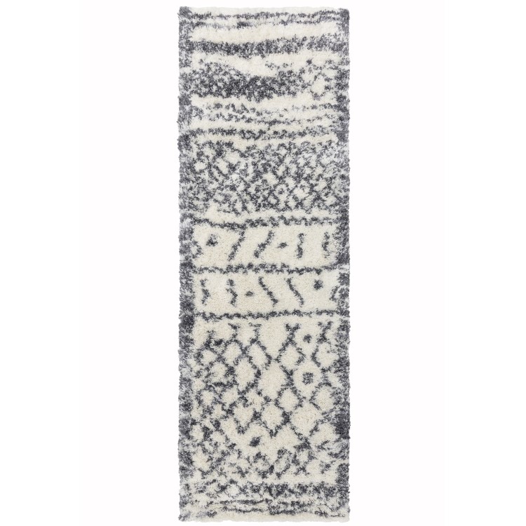 Cream & Grey Runner Rug 080x240cm -Alto