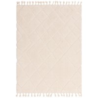 Woven Cream Rug with Fringed Edging - 170 x 120 cm - Ariana