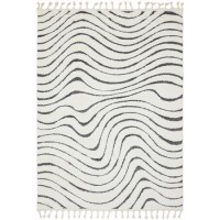 Abstract Cream & Black Rug with Fringed Edging - 170 x 120 cm - Ripple - Ariana Abstract Cream & Black Rug with Fringed Edging - 170 x 120 cm - Ripple - Ariana