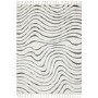 Abstract Cream & Black Rug with Fringed Edging - 170 x 120 cm - Ripple - Ariana