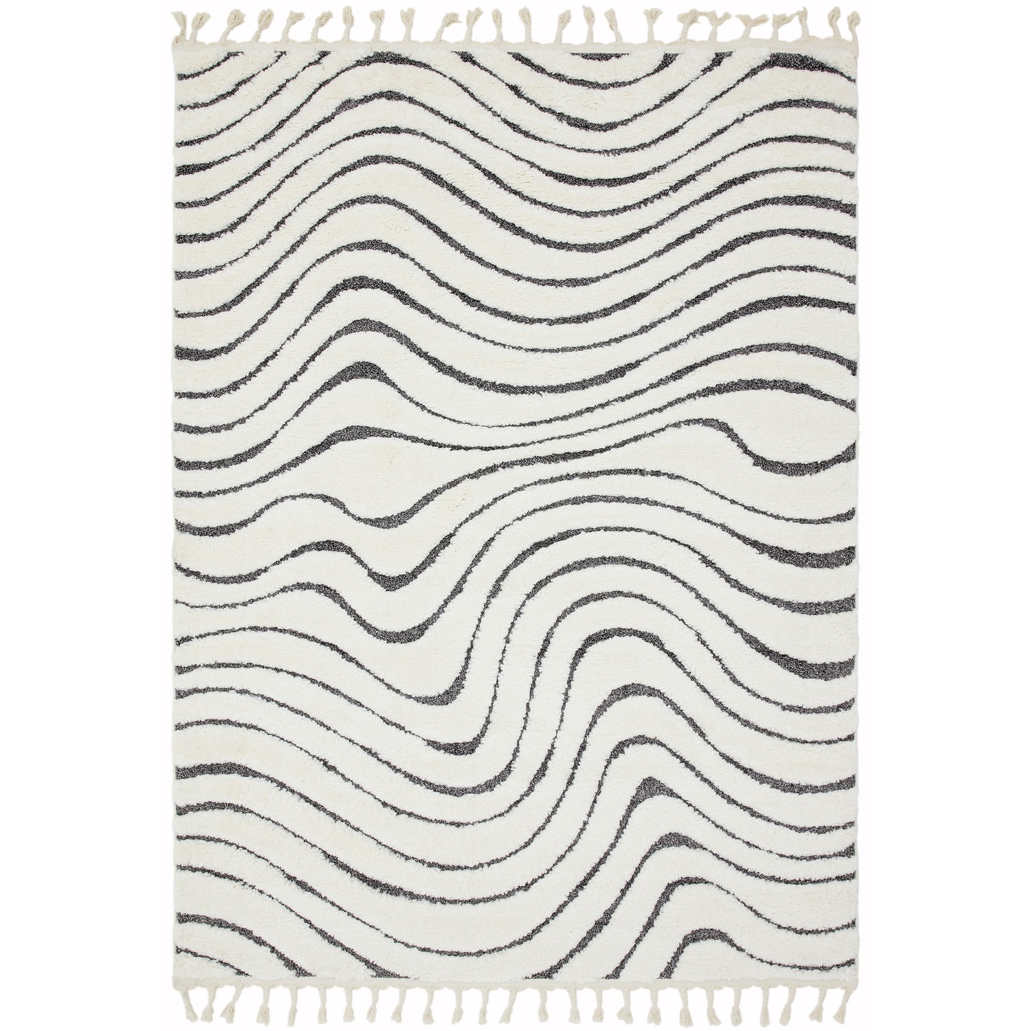 Abstract Cream & Rug Fringed Edging 230 x 160 cm Ripple Ariana