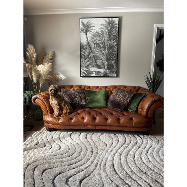 Abstract Cream & Black Rug with Fringed Edging - 230 x 160 cm - Ripple - Ariana