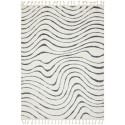 FOL105811 Large Abstract Cream & Black Rug with Fringed Edging - 290 x 200 cm - Ripple - Ariana