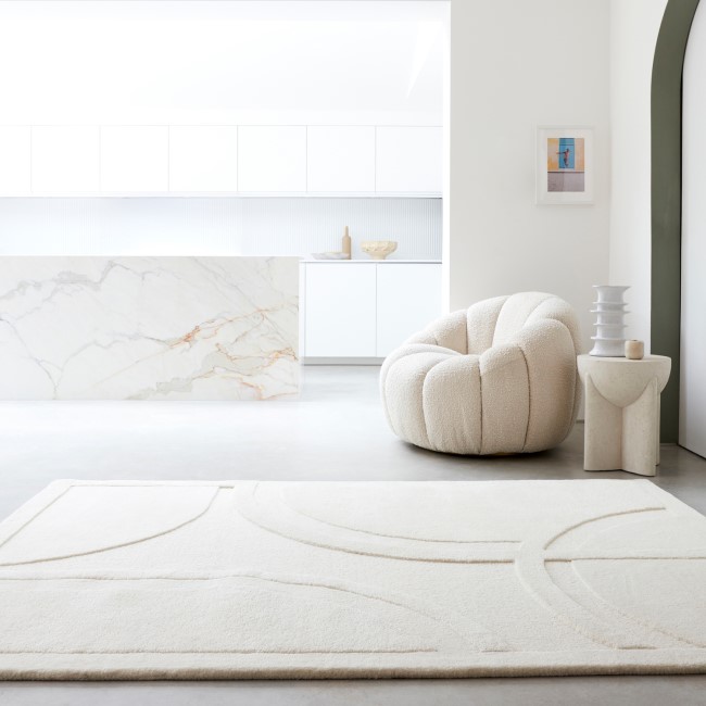 Hand Carved Cream Rug - 170 x 120 cm - Movement - Olsen