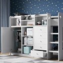 FOL105841 Junior High Sleeper Bed with Wardrobe Storage in White - Wizard - Flair