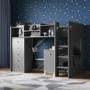 Junior High Sleeper Bed with Desk and Storage in Grey - Wizard - Flair