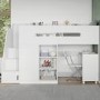 High Sleeper Bed with Desk Wardrobe Storage and Stairs in White - Stepaside - Flair