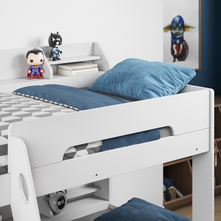 White Triple Sleeper Bunk Bed With Storage Drawer - Flick - Flair