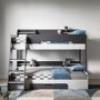 Grey Triple Sleeper Bunk Bed With Storage Drawer - Flick - Flair