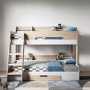 Oak Triple Sleeper Bunk Bed With Storage Drawer - Flick - Flair