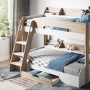 Oak Triple Sleeper Bunk Bed With Storage Drawer - Flick - Flair