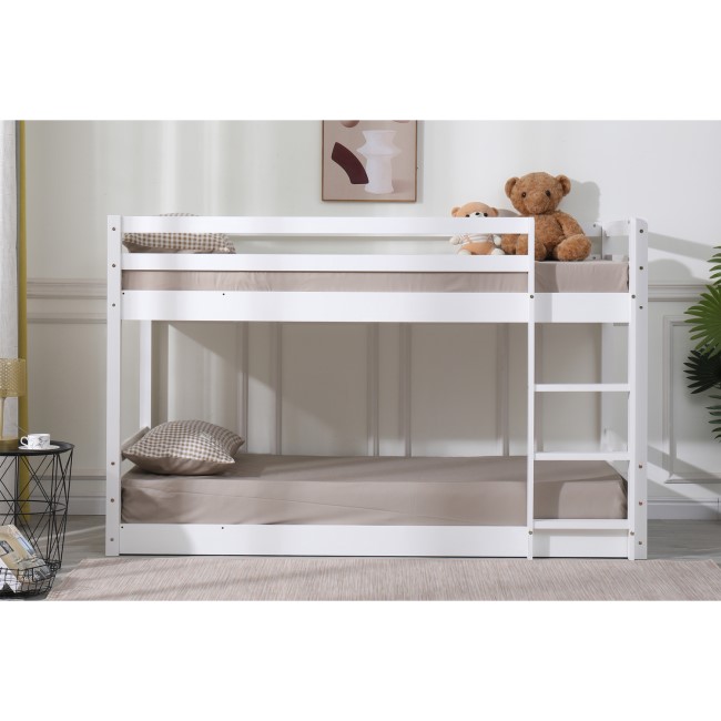 White Wooden Low Bunk Bed - Spark - Flair