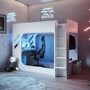 High Sleeper Gaming Bed with Desk and Wardrobe Storage in White - Shuttle - Flair