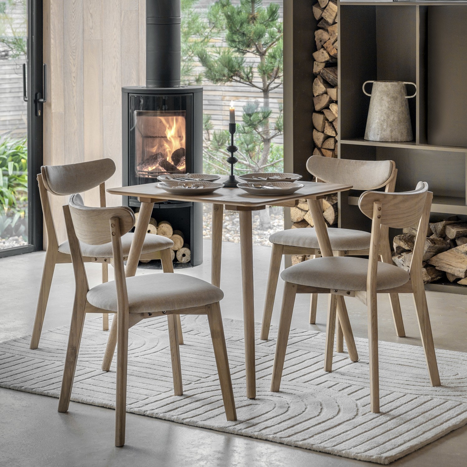 Siya Small Square Natural Dining Table -Caspian House - Furniture123