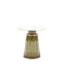 Round Marble with Green Glass Base Side Table - Seville - Caspian House