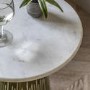 Round Marble with Green Glass Base Side Table - Seville - Caspian House