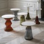Round Marble with Green Glass Base Side Table - Seville - Caspian House