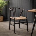 FOL105888 Set of 2 Black Wishbone Back Dining Chairs - Sloan - Caspian House