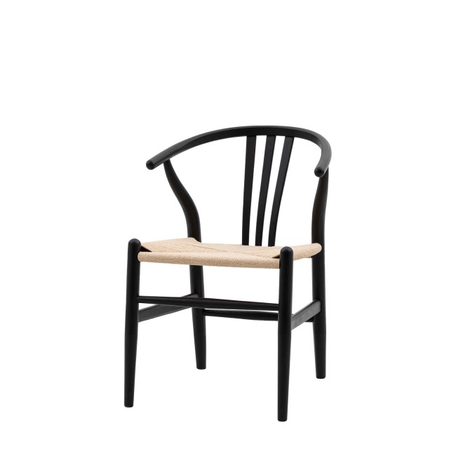 Set of 2 Wishbone back Black Dining Chairs -Sloan - Capian House