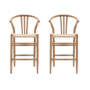 Set of 2 Natural Wishbone Back Kitchen Stools - Sloan- Capian House