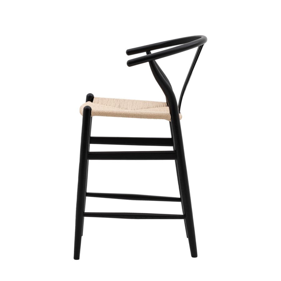 Set of 2 Black Wishbone Back Kitchen Stools - Sloan - Caspian House