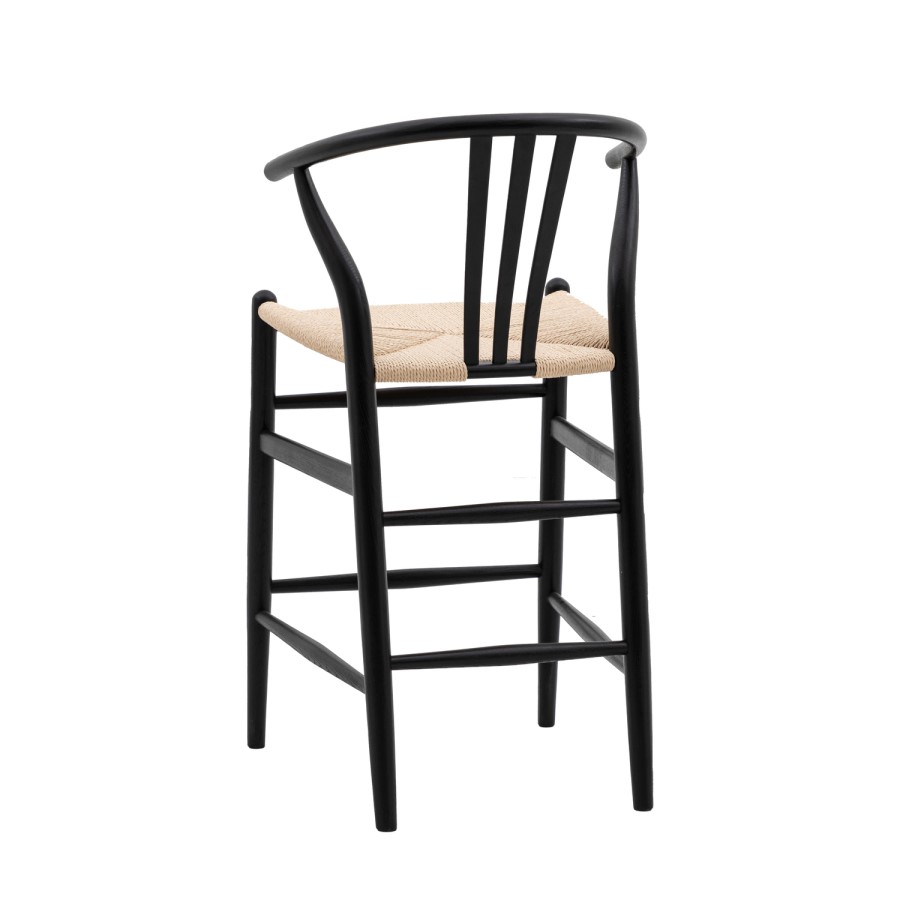 Set of 2 Black Wishbone Back Kitchen Stools - Sloan - Caspian House
