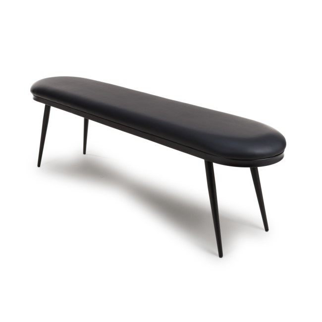 Large Black Faux Leather Dining Bench  -  160cm  -  Seats 2  -  Hannah