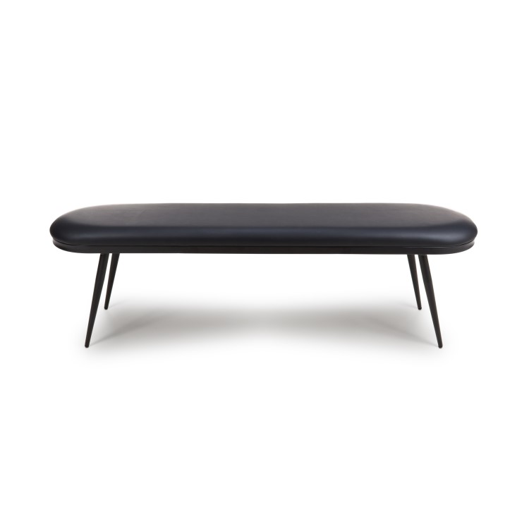 Large Black Faux Leather Dining Bench  -  160cm  -  Seats 2  -  Hannah