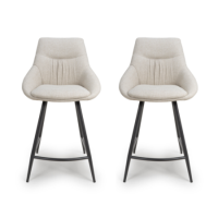 Set of 2 Ivory Kitchen Stools with Backs - Lara