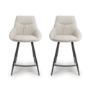 Set of 2 Ivory Kitchen Stools with Backs - Lara