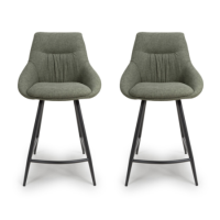 Set of 2 Green Kitchen Stools with Backs - Lara Set of 2 Green Kitchen Stools with Backs - Lara