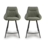 Set of 2 Green Kitchen Stools with Backs - Lara